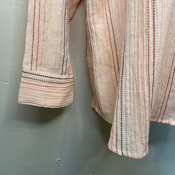 Chaser | Plus Size Shirting Button Down Embroidered Semi Sheer Lightweight Shirt - Picture 10 of 16